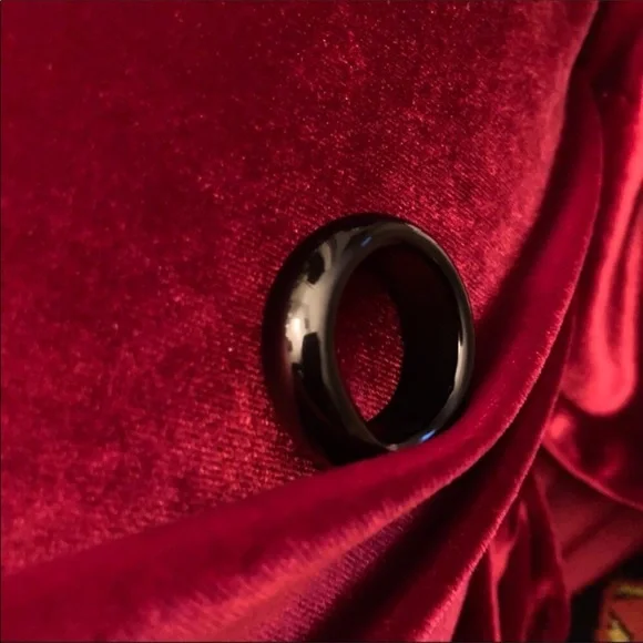 🎲TRADED🎲BLACK AGATE ring, unisex band - Picture 1 of 17